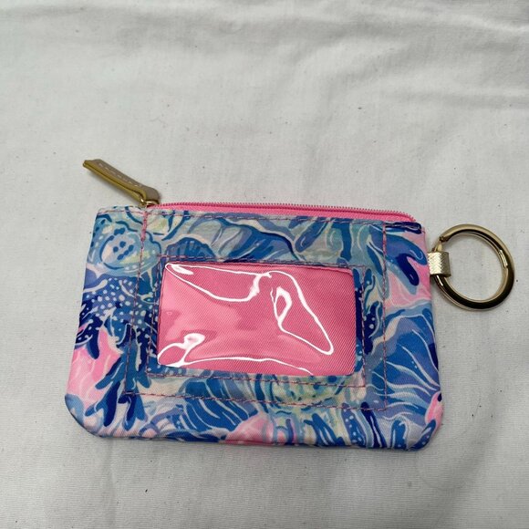 Lilly Pulitzer Keychain Coin Purse Wallet With ID Window 4"X5" preppy tropical - Picture 5 of 7